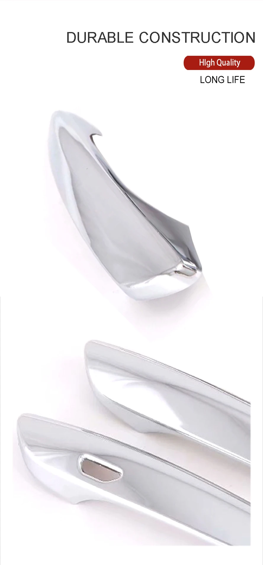 Wooeight 4Pcs Bright Silver Car Exterior Door Handle Molding Trim Bezel Cover Fit For Mazda 3 2019 Decoration Stickers (6)