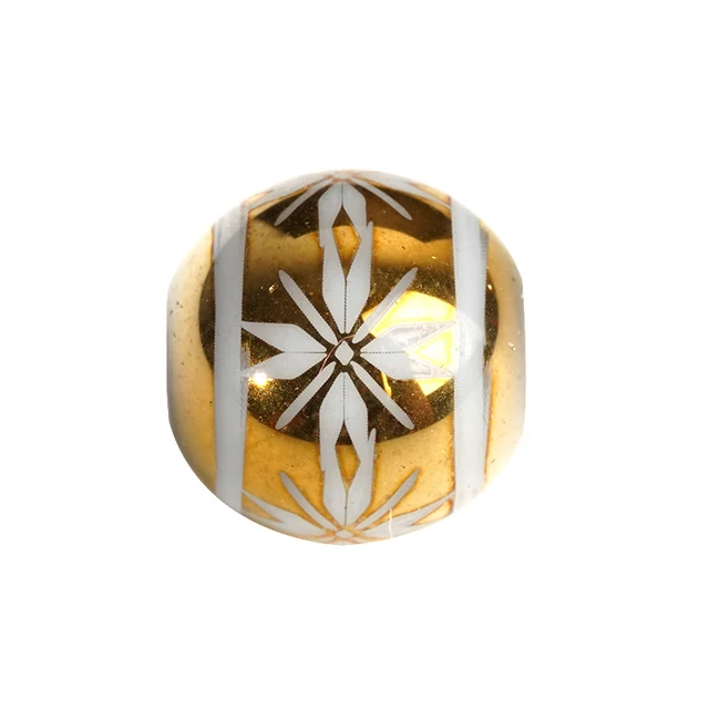 20pcs Round Porcelain Beads With High Quality Cruciate Flower Patterned Beads For DIY Making Bracelet Necklace Jewelry Gold