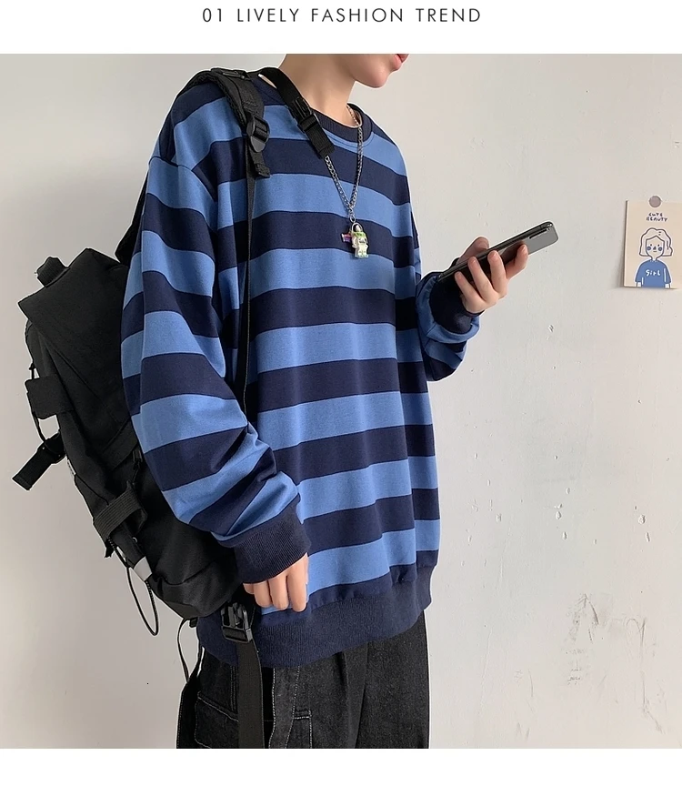 Men's 13 Color Full High-quality Coats Stripe Printing Hoodies Mens Cotton Clothes Pullover Casual Loose Sweatshirts Size M-5XL