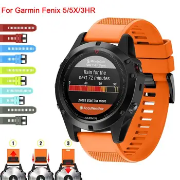 

26 22 20MM Watchband Strap for Garmin Fenix 5X 5 5S Plus 3 3HR D2 S60 Watch Quick Release Silicone Easyfit Wrist Band Strap