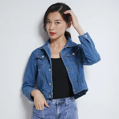 

Denim Jacket New Short Korean Version of The Candy Color Wild Student Jacket Autumn Temperament Commuter Long Sleeve Jacket