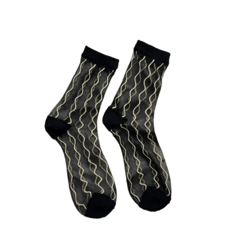 Brand 2020 New Summer Socks Women Nylon Geometry Cool Socks For Woman Harajuku Street Female Glass Filament Ultrathin Sheer Sock