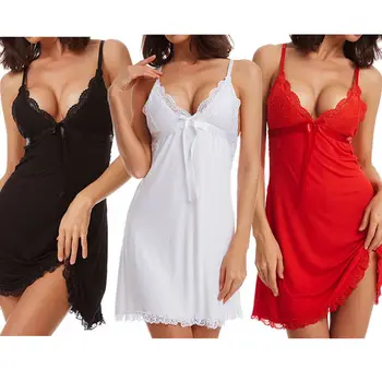 

Plus Size S-2XL Women Sexy Lace Underwear Babydoll Solid Short Sleepwear Intimate Slips Mini Nightwear Fashion Clothes