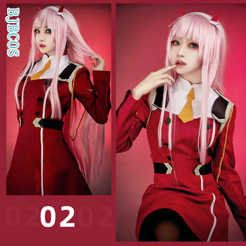 

02 Zero Two Cosplay Costume DARLING in the FRANXX Cosplay DFXX Women Costume Full Sets Dress With Headwear