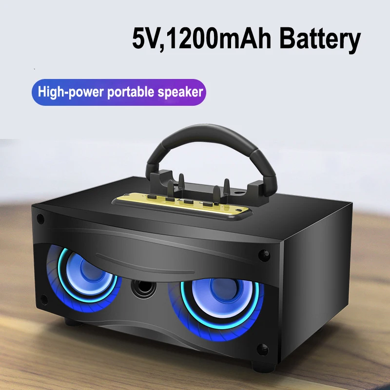 Портативный Bluetooth беспроводной динамик Hi-Fi суб-НЧ-динамик Красочный светодиодный Мощный деревянный стильный дизайн Hawkeye динамик s держатель для телефона
