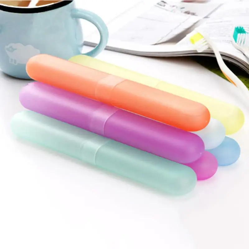 Caja de cepillo de dientes de plástico portátil, caja de cepillo de dientes de Color aleatorio a prueba de polvo, organizador de almacenamiento para viajes, senderismo, 1 Uds.