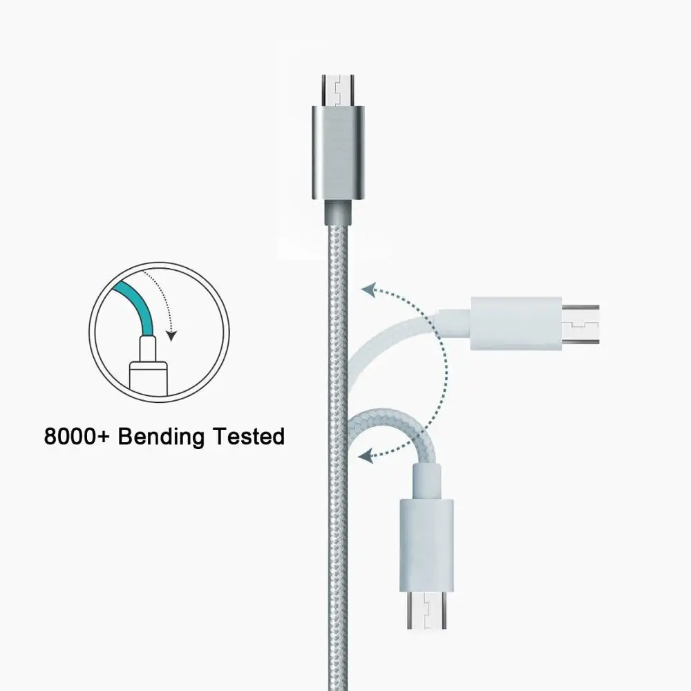Senhomtog Micro USB кабель для быстрой зарядки нейлоновый плетеный кабель для зарядки и передачи данных для мобильного телефона USB шнур для samsung Xiaomi и любых Androi