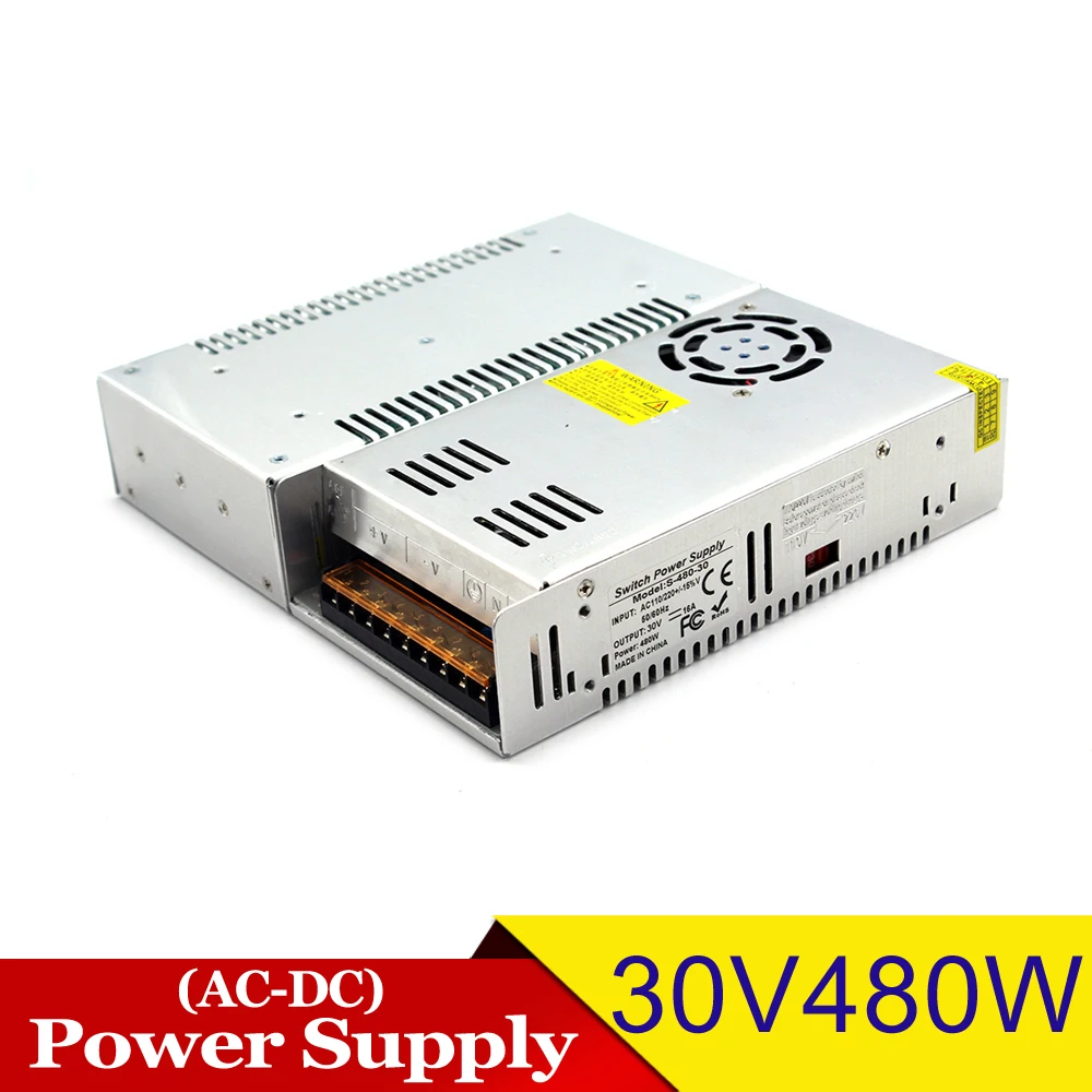 Одиночный выход импульсный источник питания DC 30V 16A 480W Трансформатор AC110V 220V к DC30V