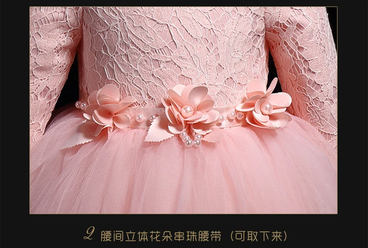 Высококачественное торжественное платье для малышей с длинными рукавами и флисом; детское свадебное платье; цвет белый, розовый, красный; зимняя одежда для девочек