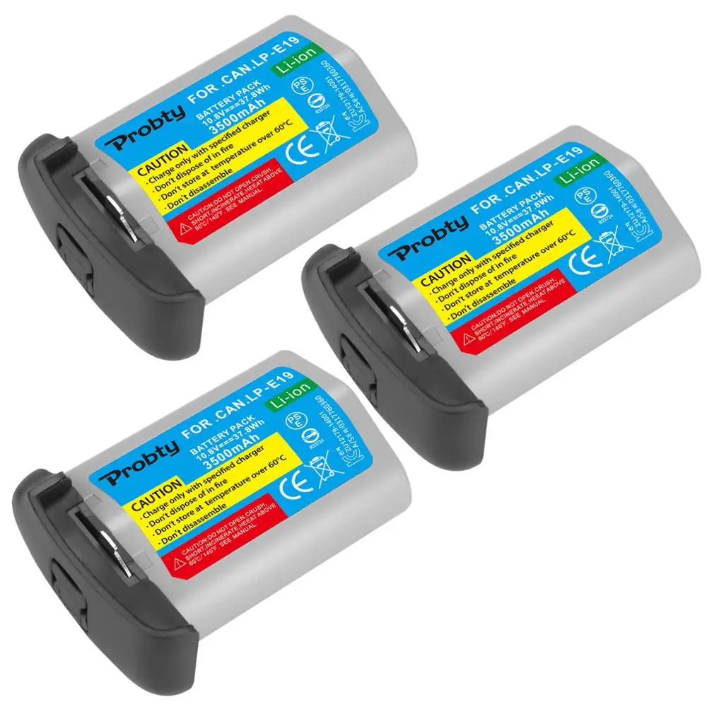 PROBTY 3PCS LP-E19 Battery for CANON EOS 1DX MARK 2/ 1DX / 1DS MARK 3/1D MARK 3/1D MARK 4 LPE19 Battery - Цвет: 3 Pcs Battery