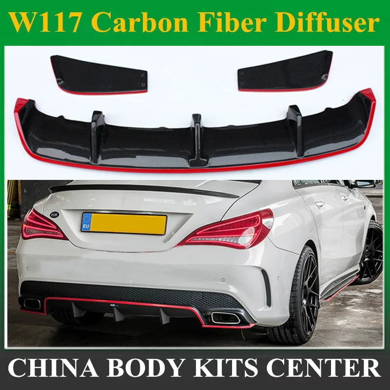Для Mercedes Benz CLA W117 CL180 cl200 CL250 cl45 карбоновое волокно красный линейный задний диффузор cl45 AMG пакет 2013