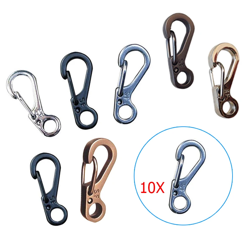 10 pcs 1 шт./2 шт./5 шт./10 шт./партия брелок Пружинные застежки альпинистские карабины кемпинг бутылки крючки Паракорд Тактические выживания шестерни FOU99 - Цвет: 10 pcs