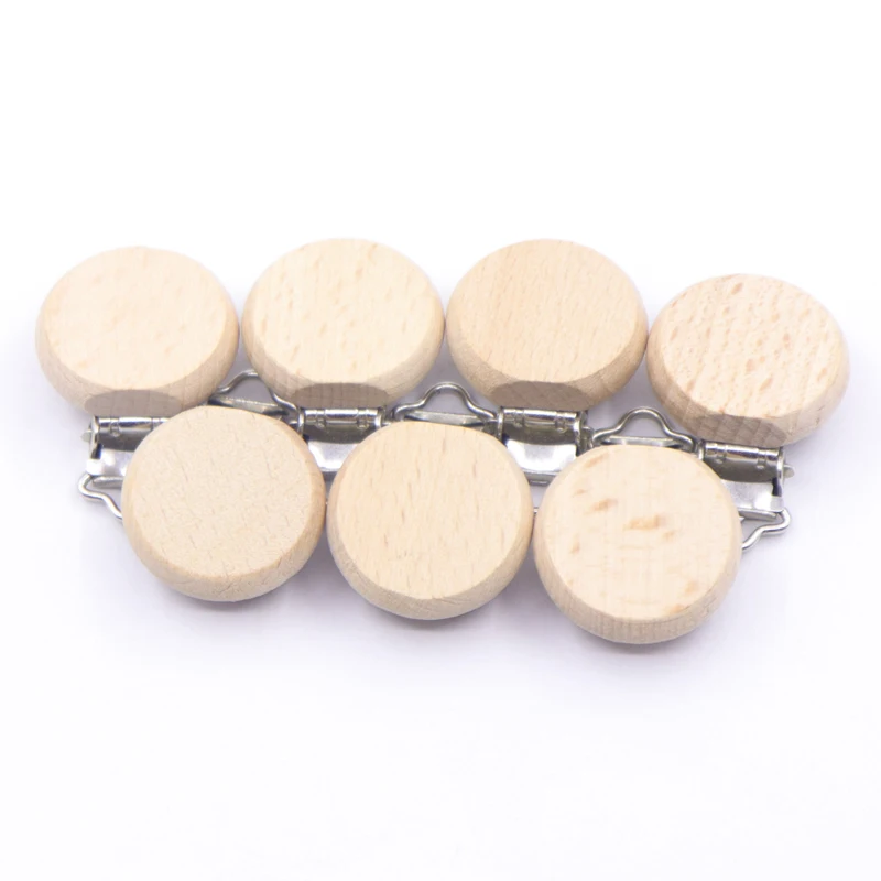 Wooden Baby Pacifier Holder Metal Clip Beech Baby Pacifier Clips Chain Accessories BPA Free Wooden Teether Chilren Goods Toy 5pc