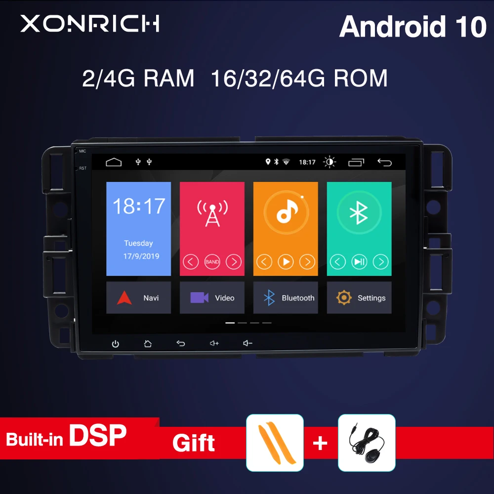 Автомобильный DVD-плеер DSP 8 &quot 2 din Android 10 0 ядер 64 Гб ПЗУ 4 ОЗУ Авторадио для GMC