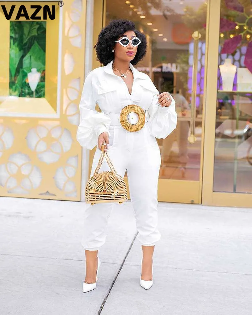 

VAZN BLX7331 new product 2019 summer sexy lady 3colors jumpsuit short sleeve V-neck jumpsuit sexy wide solid sashes jumpsuit