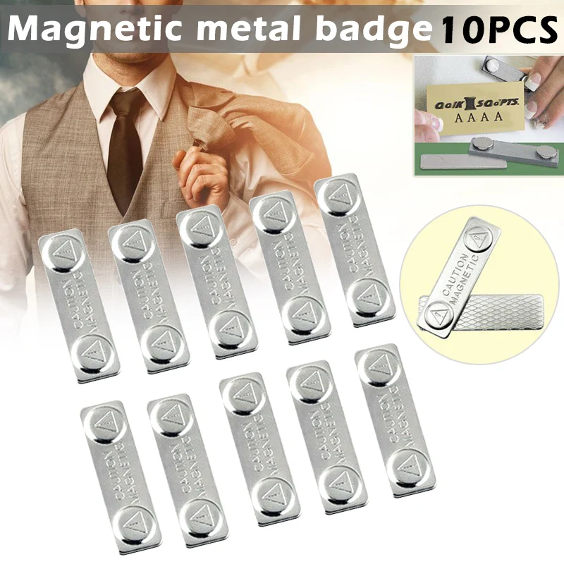 

10pcs Strong Magnetic Name Tags Badge Metal Fastener ID Card Durable Attachment Holder OUJ99