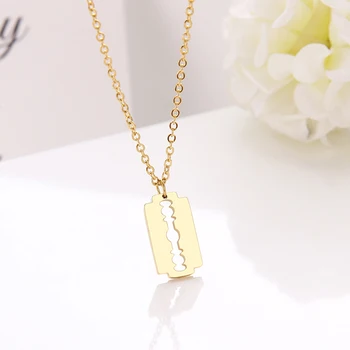 

CACANA Stainless Steel Necklace For Women Fashion Style Blade Choker Chain Pendant Gold Necklaces Engagement Jewelry