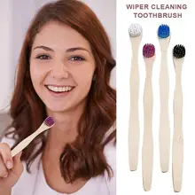 4 шт бамбуковая зубная щетка с покрытием для чистки языка с круглым концом Экологичная зубная щетка для ухода за полостью рта