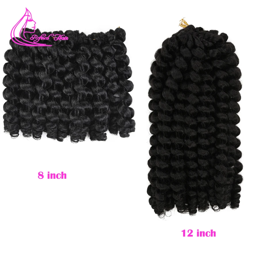 8 12inch Jamaican Bounce Jumpy Wand Curl Hair Synthetic Ombre Black Brown Red Crochet Braid Hair Extensions  20 strands per pack