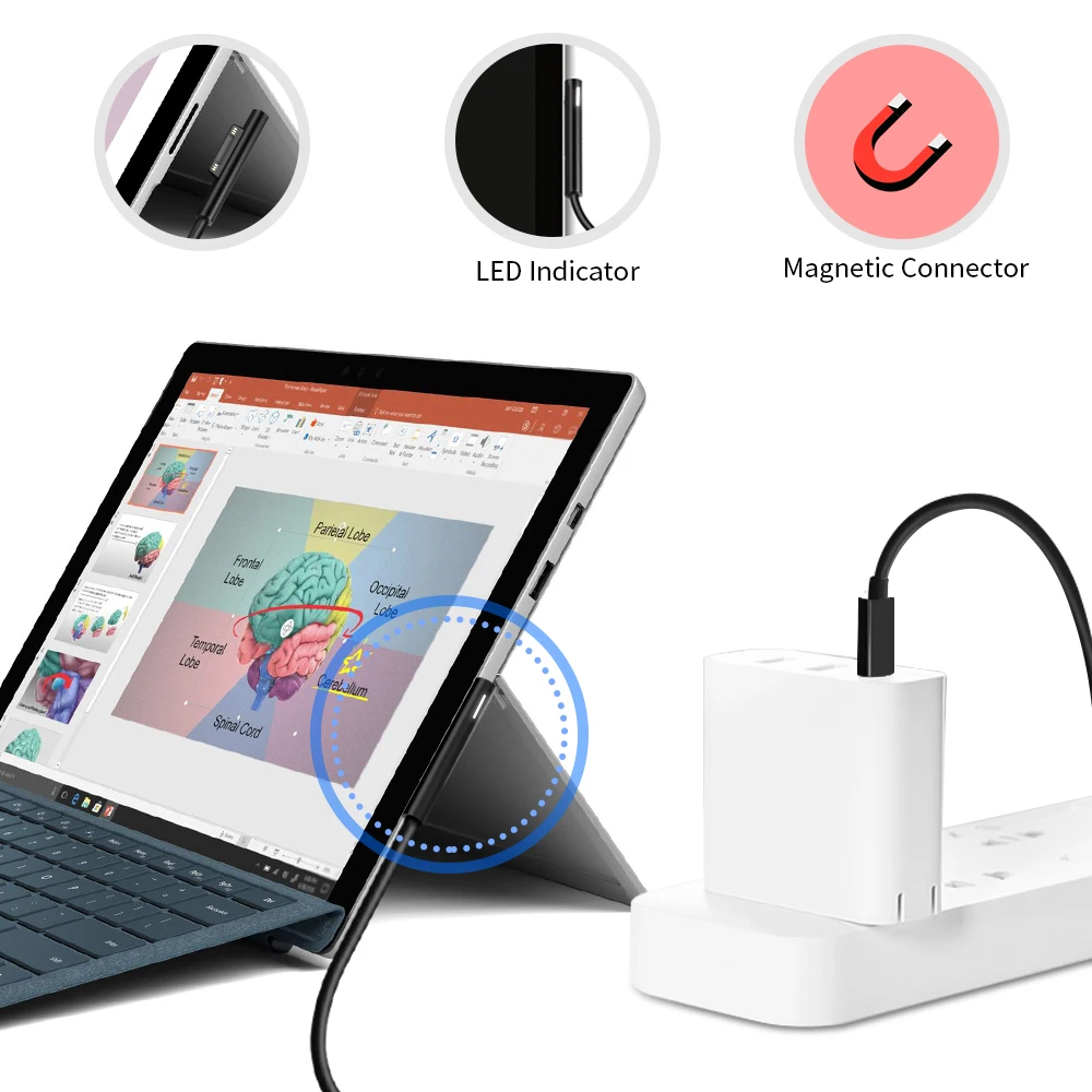 Адаптер питания Rocketek USB Type C 15 в PD зарядный кабель для Microsoft Surface Pro 7/6/5/4/3/GO/BOOK Laptop