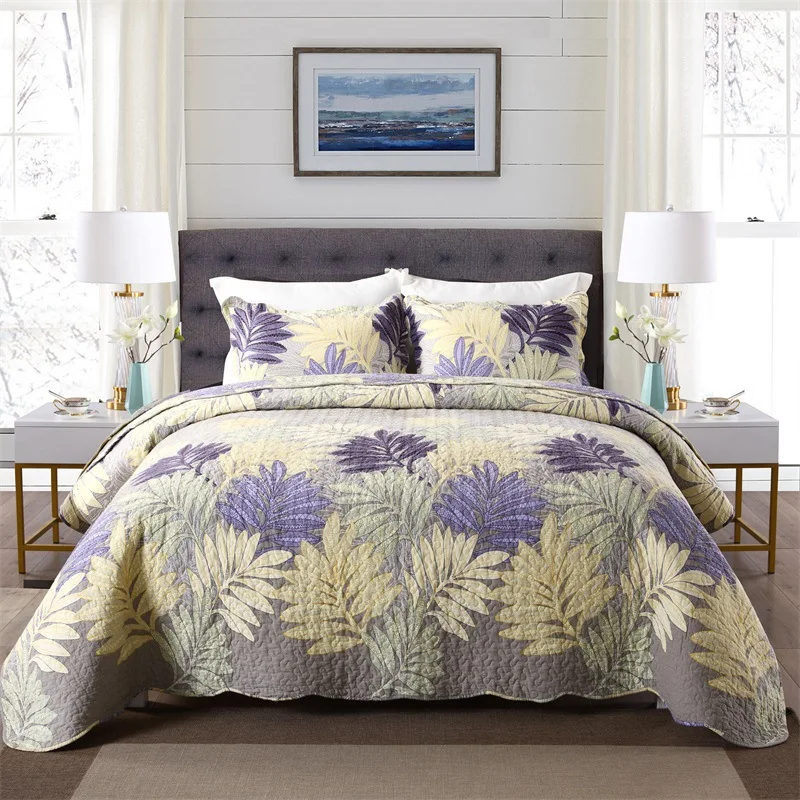 

CHAUSUB Cotton Quilt Set Bedspread on the Bed 3-Piece Quilted Coverlet for Home Queen Size Summer Blanket for Bed Double