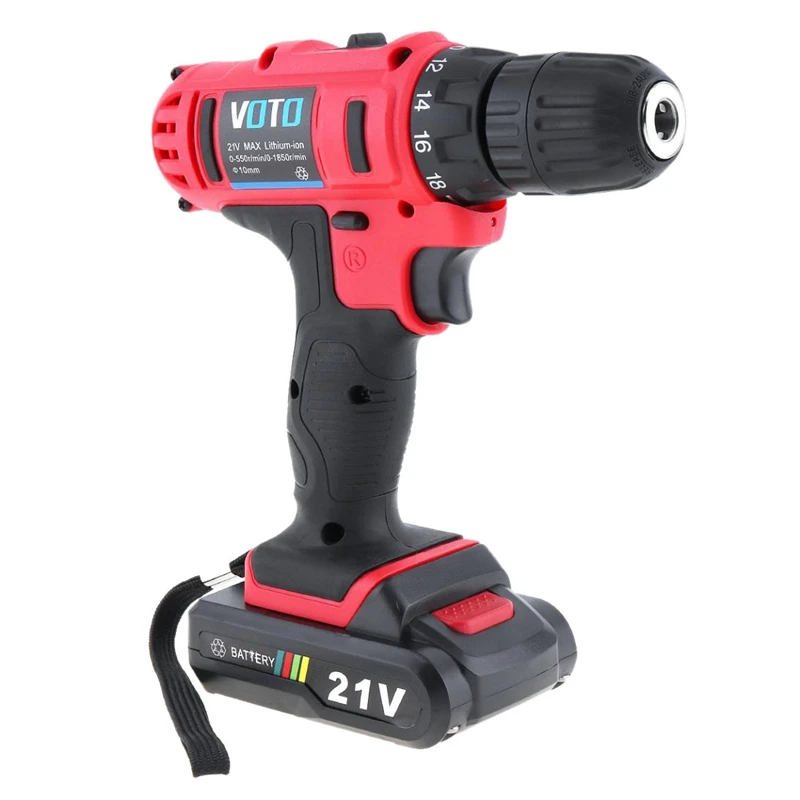 

HHO-Voto Vt104 Ac 100-240V Cordless 21V Two-Speed Electric Screwdriver/Drill With 2 Lithium Batteries And Power Display Light