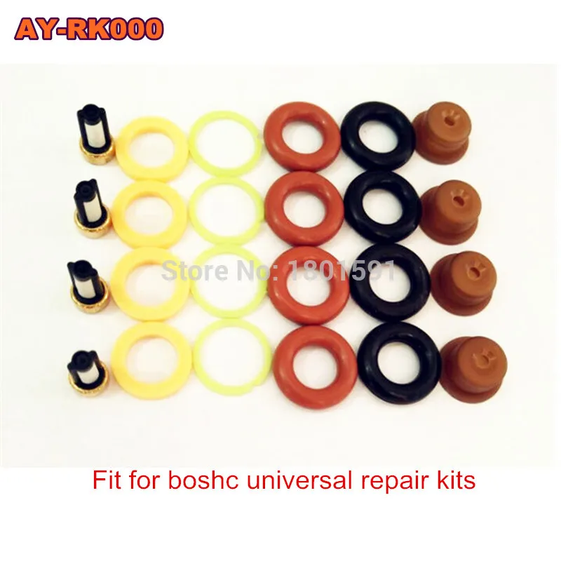 

4pieces/set high quality Fuel injector repair kit for bosch universal including micro filter o-ring plastic gasket pintle cap