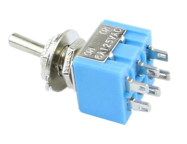 10 шт. миниатюрный тумблер двухполюсный двойной Throw DPDT(MTS202) ON-ON 120VAC 6A 1/4 дюймов монтажный MTS-202