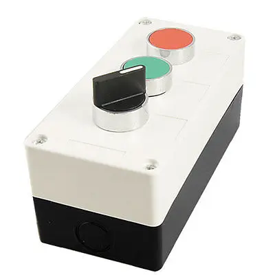 

AC 240V 400V Black Rotary Handle Red Green Cap 2NO 1NC Push Button Station