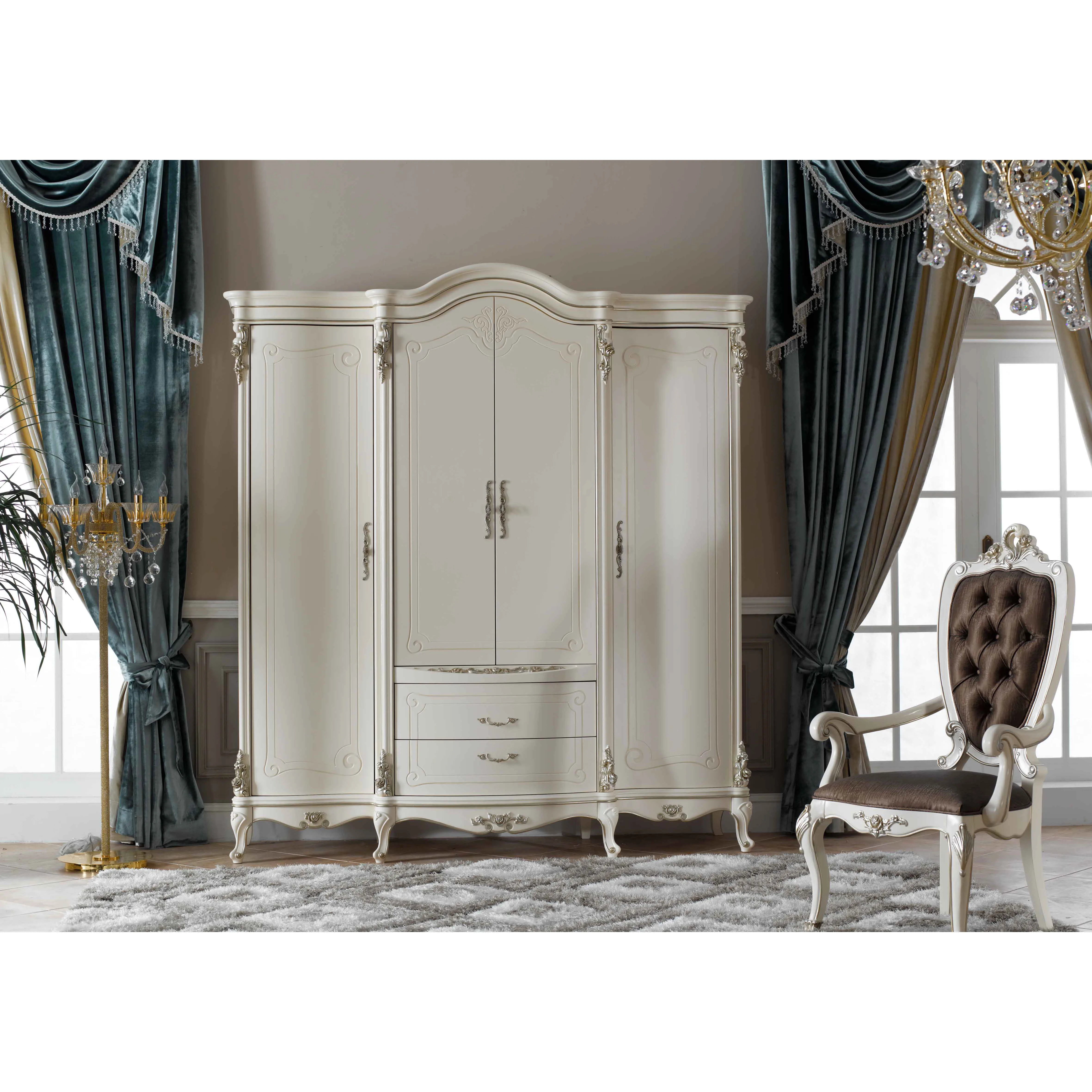 Итальянский стиль Европейский классический белый и Королевский размер мебель для спальни 0402-713