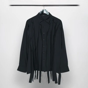 

Owen Seak Men Casual Shirts High Street Hip Hop Men's Clothing Spring Men Summer Black Shirts Size XL