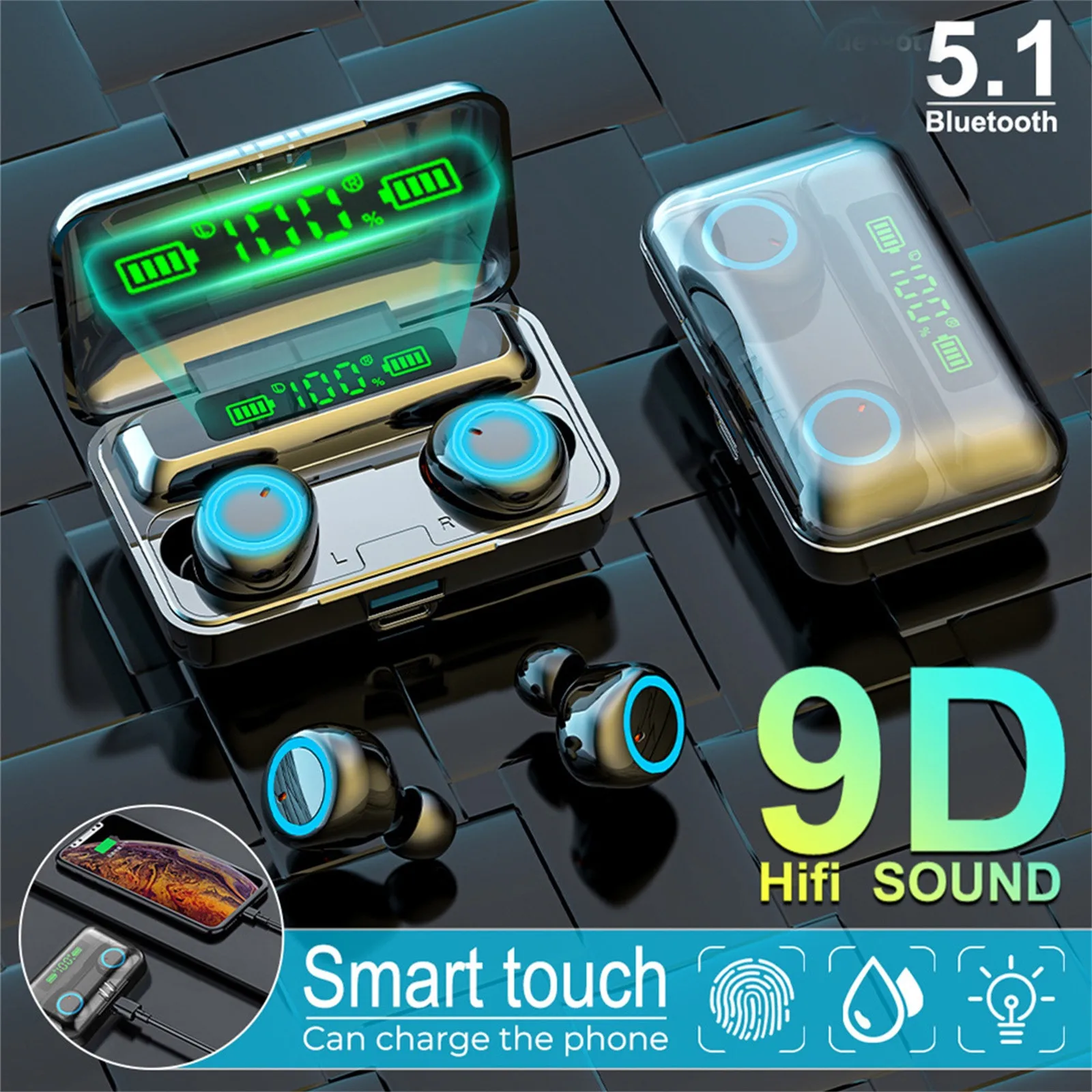 Hot Funny Touch-Control Wireless Bluetooth 5.0 Earphones Cool TWS-Headphones Stereo In Ear Earbuds Headset Ipx7 Waterproof Toys | Игрушки и