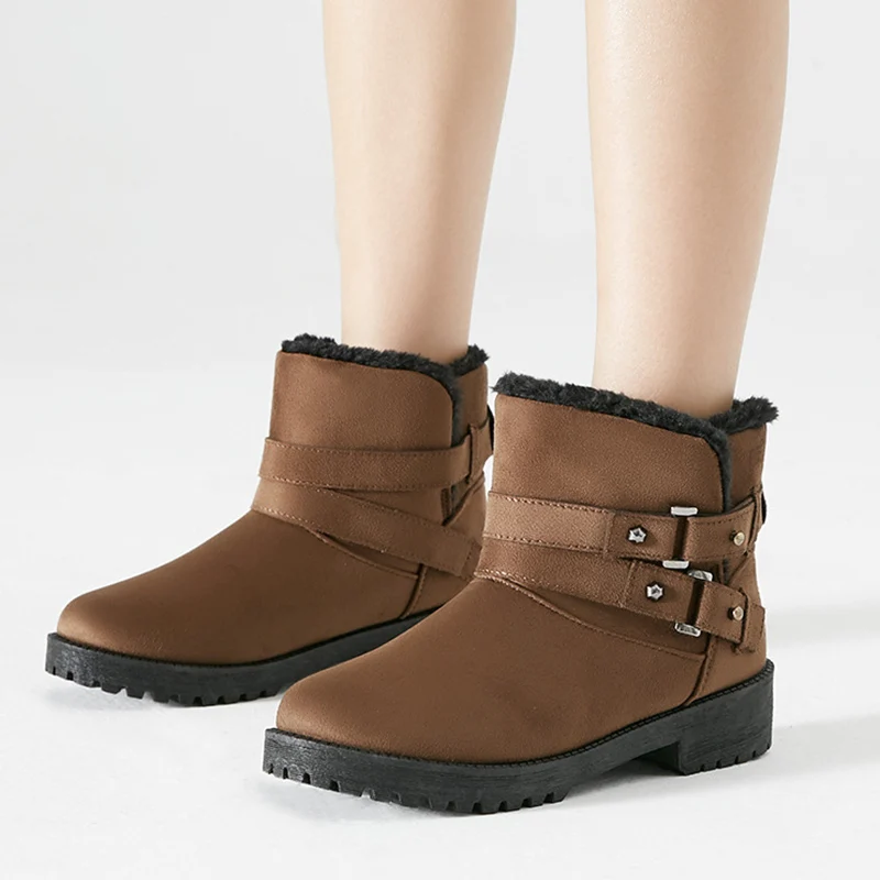 

Women Boots Winter Shoes Plus Size Pop Platform Female Warm Botas Mujer Nice Booties Ankle For Women Snow Boots Black