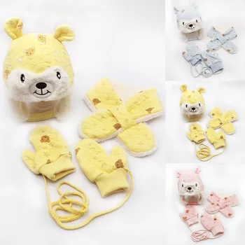 

Baby Hats 3Pcs Toddler Baby Girls Boys Winter Knitted Cap+Scarf+Gloves Keep Warm Set Newborn Photography Props bonnet enfant