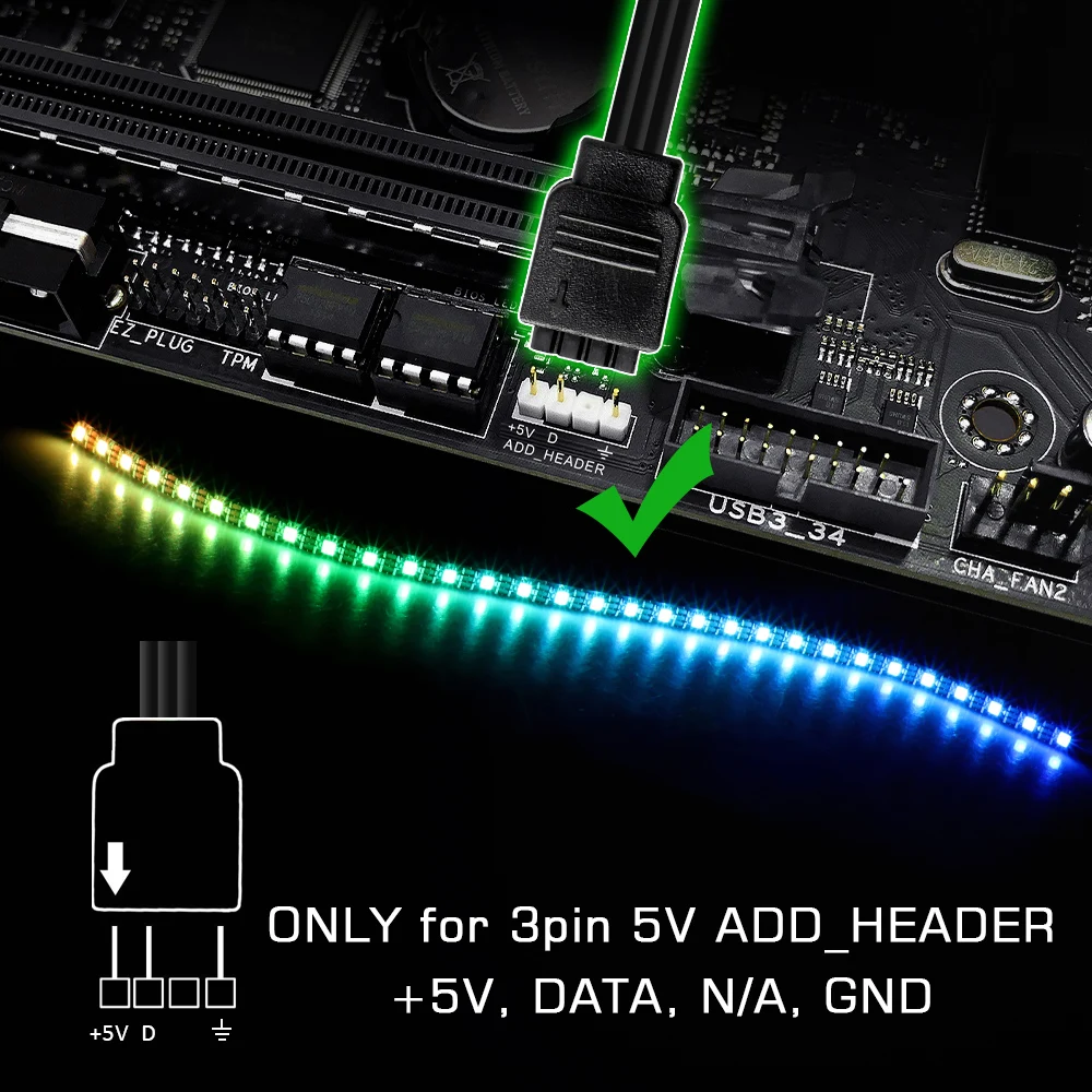 DEEPCOOL RGB LED Strip, SYNC Controlled Via 12V RGB 4pin Header On
