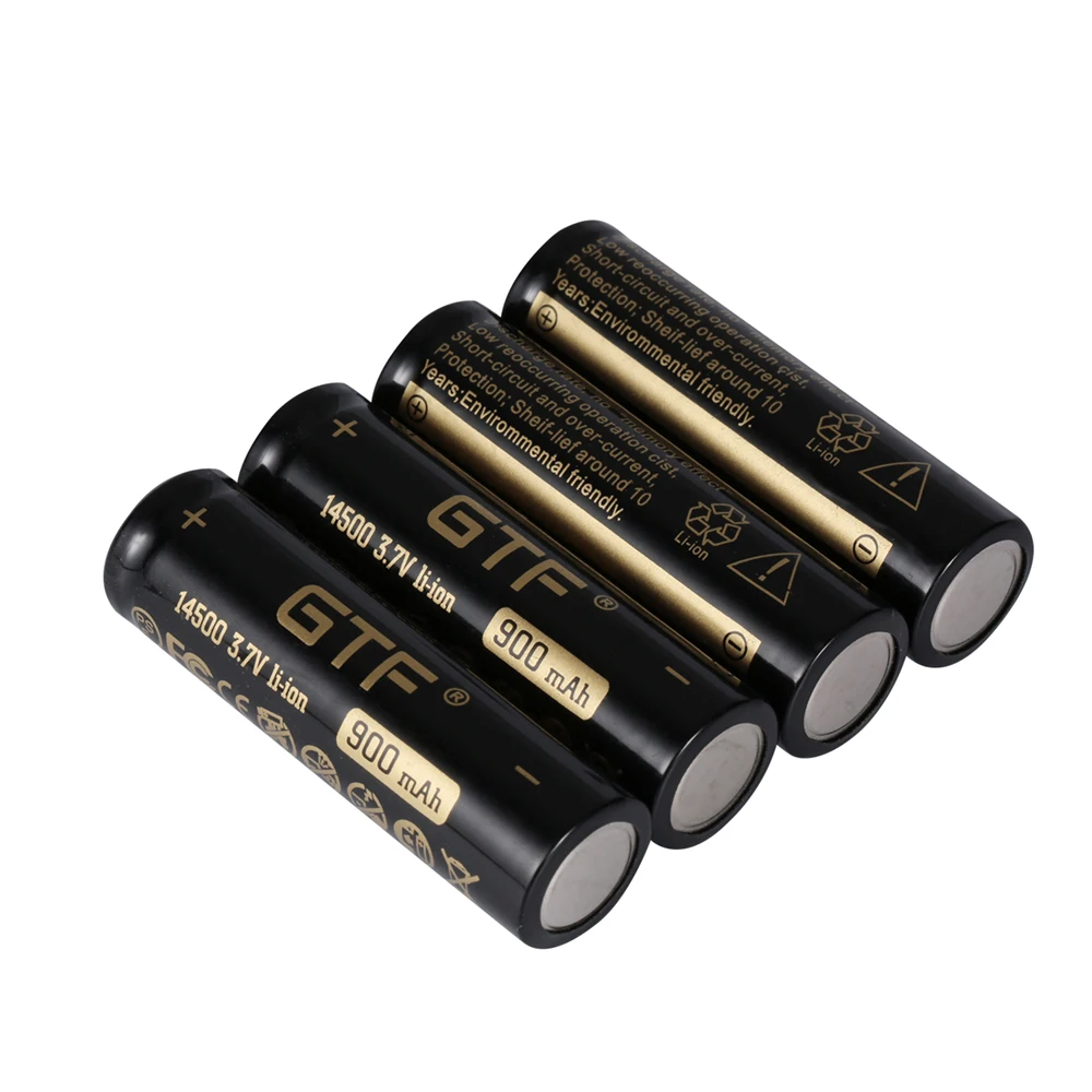 Rechargeable Lithium Batteries GTF 14500 3.7V 900mAh real capacity Li-Ion Rechargeable Battery For flashlight/remote control/toy