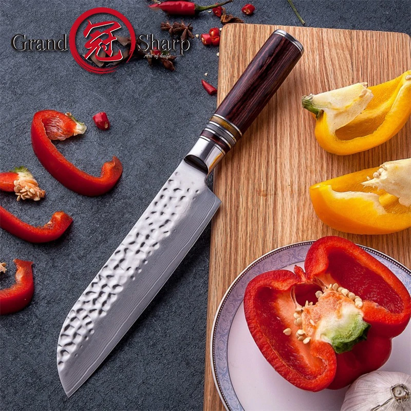 Grandsharp дамасский кухонный нож 6,7 дюймов японский Santoku vg10 Дамасская сталь лучший японский шеф-поварский нож для филе сашими суши