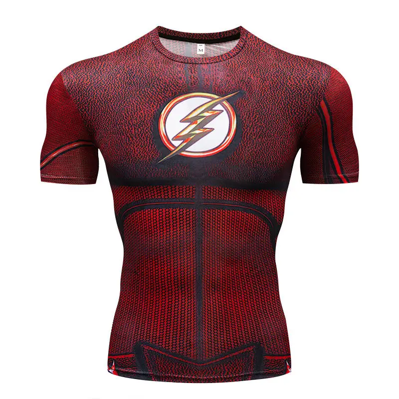 

Superman Tshirts Men Compression Shirts Batman Tops The Flash T-shirts Fitness Crossfit Tees Bodybuilding Camiseta Rashguard