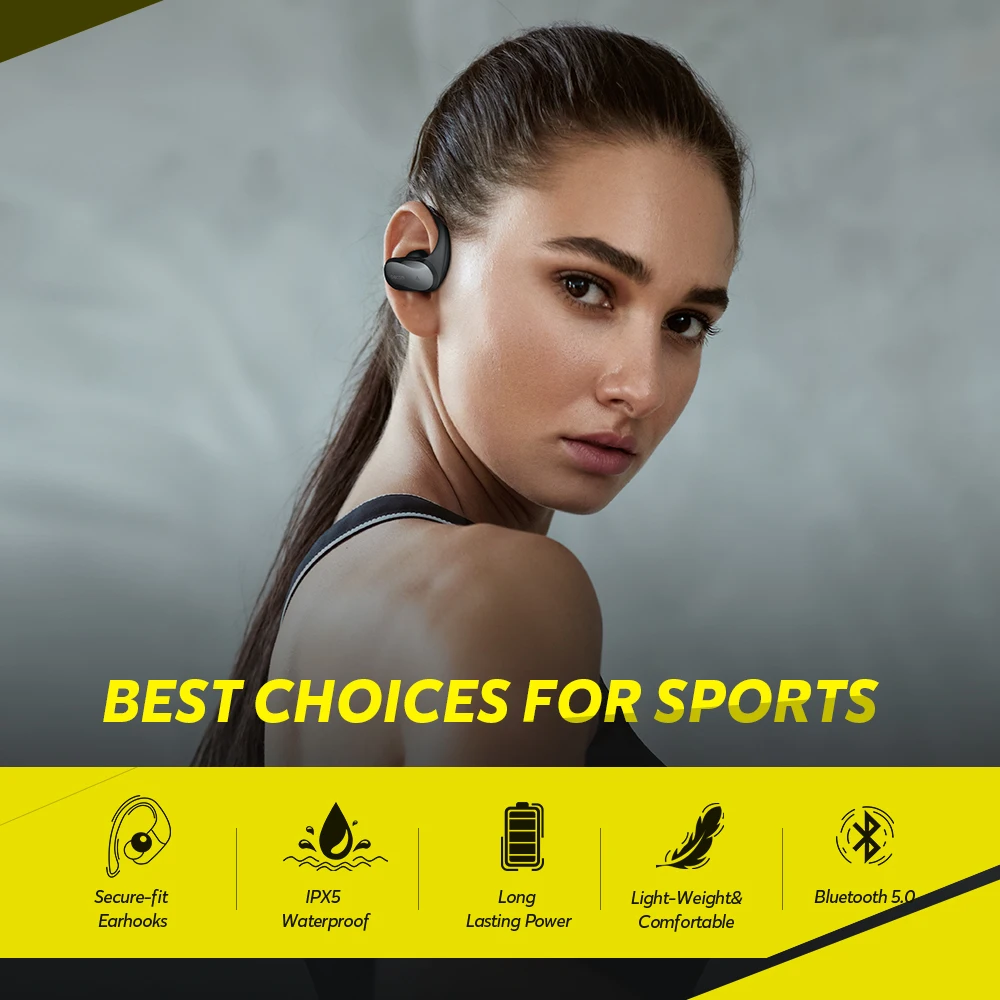 DACOM Athlete TWS Pro Bluetooth 5.0 Earphones Wireless HiFi Stereo Sport Bluetooth Headset for Xiaomi iPhone
