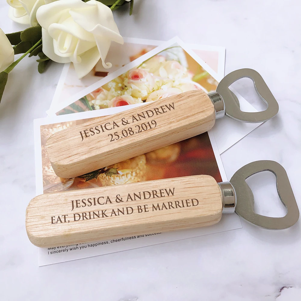 Wedding Favor Engraved Wood Bottle Openers 10pcs Wedding Party Souvenir Beer Opener Gifts beer bottle opener keychains wedding party favors