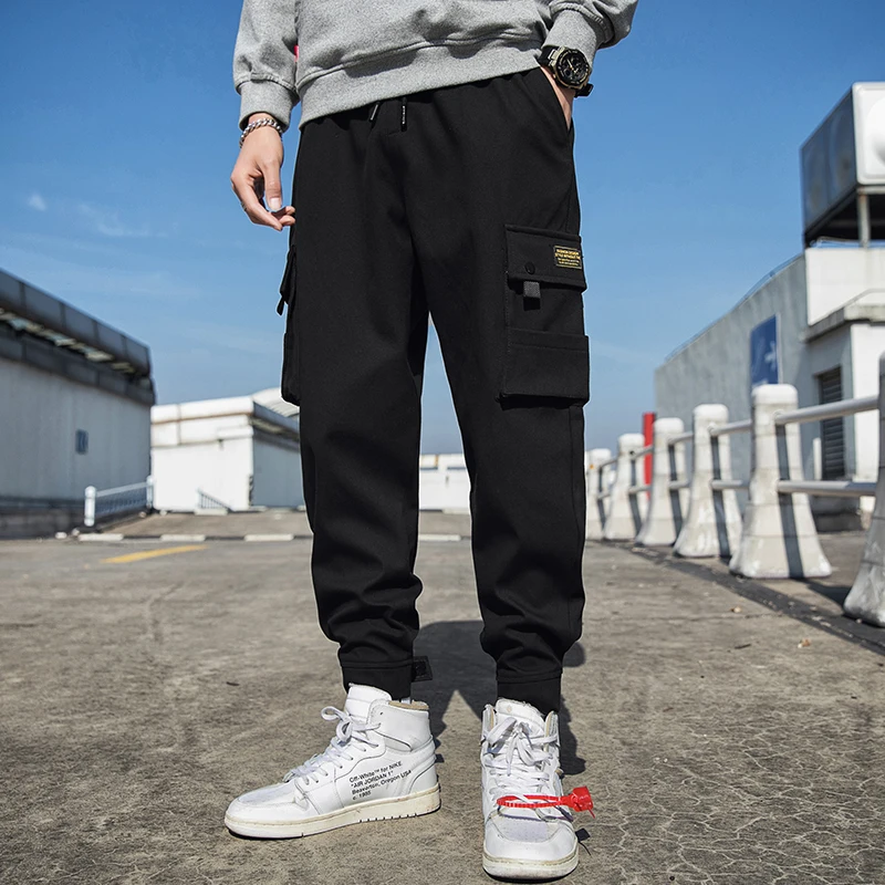 

ANSZKTN Mens Cargo Pants Joggers Men 2020 Green Side Pockets Hip Hop Harajuku Japanese Streetwear Trousers Male Pants Men