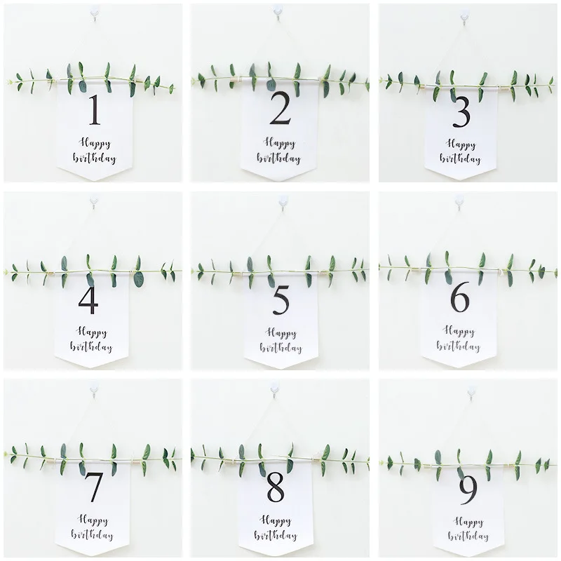 Happy Birthday Decoration 1-9th Happy Birthday Banner Balloons Flag Bunting First Decor Boy Girl Baby Shower Supplies birthday streamers birthday banner party decorations
