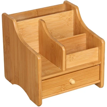 

Multifunctional Storage Box Bamboo Desktop Remote Controller Drawer Coffee Cosmetics Stationery Table Rack for Living Room