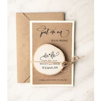 

Rustic wedding wood slice Magnets, personalized wooden Save the date magnet, engraved shabby wedding Invite cards, birthday gift