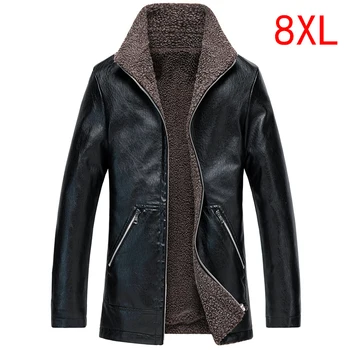 

Winter PU Leather Jackets Parka Men Thick Warm Fleece Overcoat Male Brand Clothing PU Coat Jacket Plus Size 8XL HX011