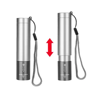 

T6 LED Zoom Built-in Battery Output Outdoor Night Climbing Portable Flashlight 3 Stalls Telescopic Zoom for Indoor Lighting