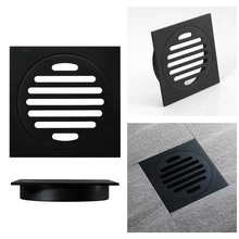 Bathroom Square Shower Drain Copper Floor Drain Trap Waste Grate Round Cover Hair Strainer