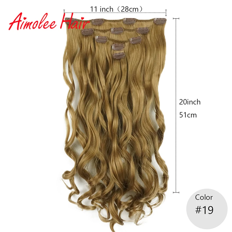 20inch Long Wavy Hair Extension Synthetic 5 pcs/set 11 Clips In Hair Extensions Blonde Red Highlight Heat Resistant Hairpiece