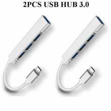 Station d'accueil de Type C à 4 Ports pour téléphone portable, séparateur HUB USB 3.0, Thunderbolt, adaptateur de Station d'accueil 3USB OTG pour ordinateurs portables, 2 pièces