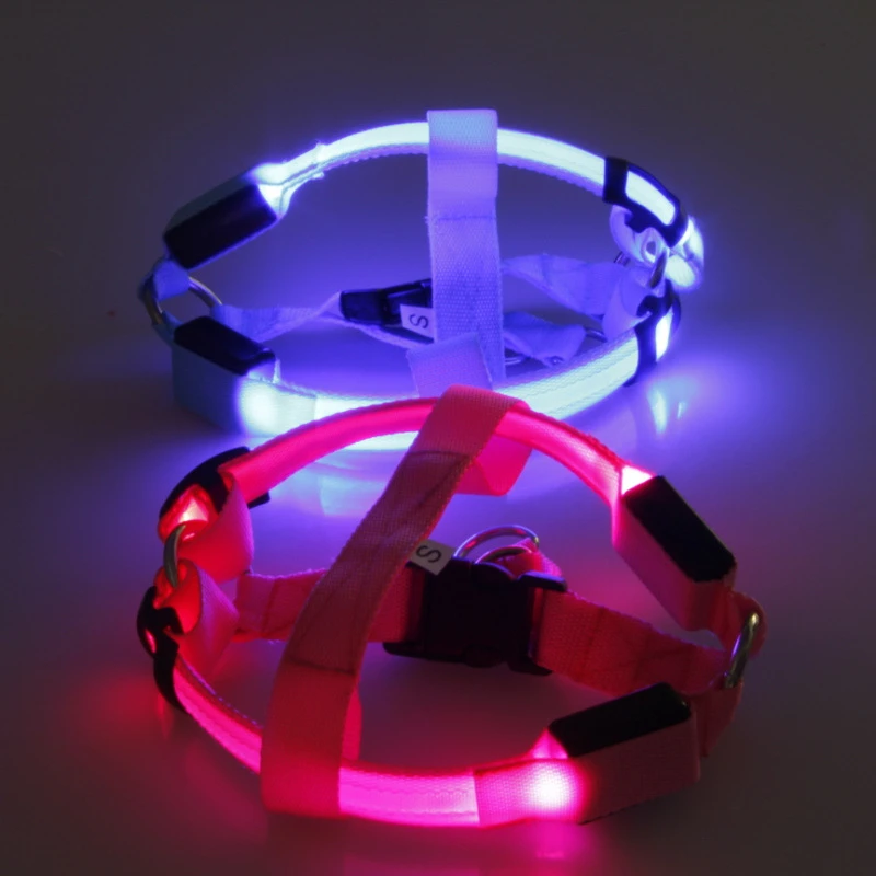 Nylon Pet Safety LED Harness Dog Product Flashing Light Harness LED Dog Harness Leash Rope Belt Dog Collar Vest